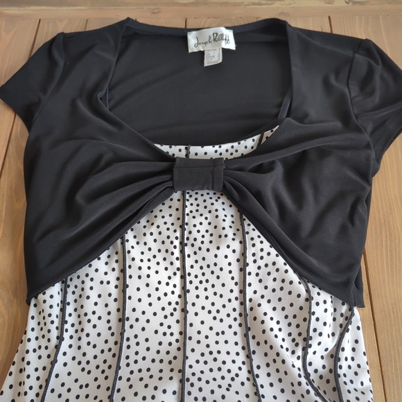 Joseph Ribkoff Black & White Polka Dot Fit & Flare Midi Dress Shrug Bolero - Picture 9 of 15